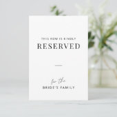 Minimal Wedding Family Reserved Row Tag (Staand voorkant)