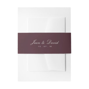 Minimal Wedding Invitation Belly Band - Bourgogne Uitnodigingen Wikkel