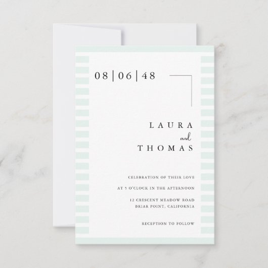 Minimal Wedding Invitation Card with Stripe Border (Devant)