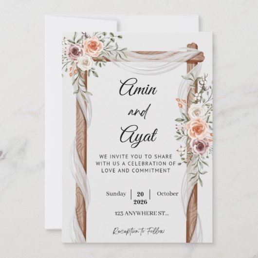 Minimal Wedding Invitation Template | Classic Scr (Devant)