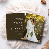 Minimal wedding invitation with 2 photos & QR Code Kaart