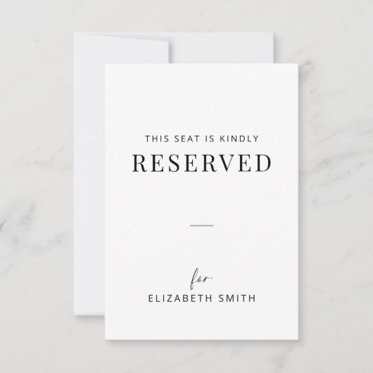 Minimal Wedding Reserved Seating Tag (Voorkant)