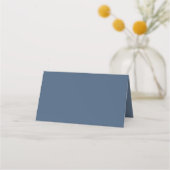 Minimal Wedding slate blue modern blank place card (Achterkant)
