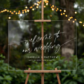 Minimal Wedding Welkom Modern Script Horizontaal Acryl Bord