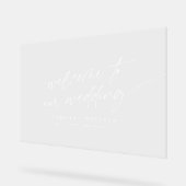 Minimal Wedding Welkom Modern Script Horizontaal Acryl Bord (Hoek)