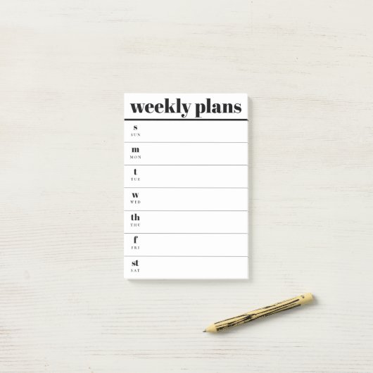 Minimal Weekly Planner Sticky Notes Pad (Op bureau)