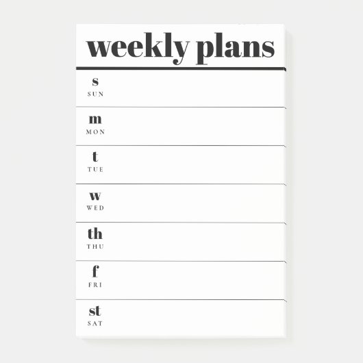 Minimal Weekly Planner Sticky Notes Pad (Voorkant)