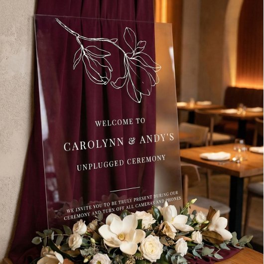 Minimal Welcome Unplugged Wedding Ceremony Clear