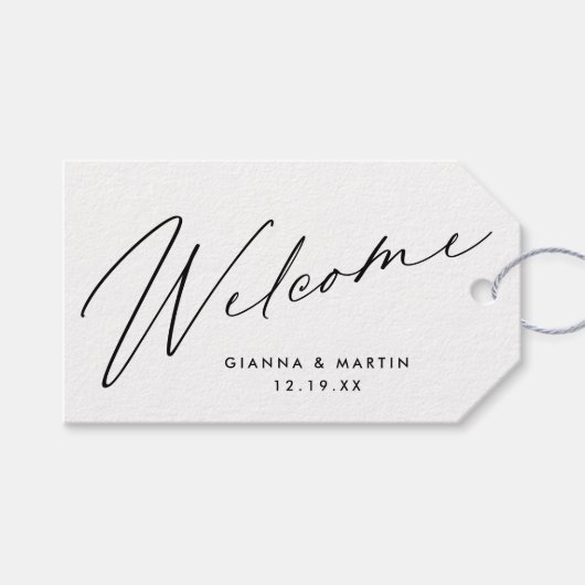 Minimal Welcome Wedding Favor Cadeaulabel (Voorkant (Horizontaal))