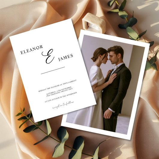 Minimal White and Black Wedding Invitation card