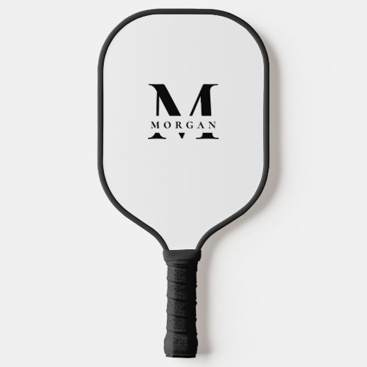 Minimal White Black Monogram Name personalized Pickleball Paddle (Achterkant)