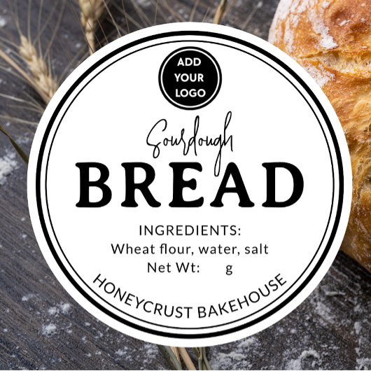 Minimal White Logo Bakery Sourdough Bread Sticker