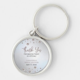 Minimal White Pearl Silver Vrijgezellenfeest Bedan Sleutelhanger