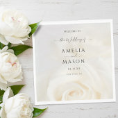 Minimal White Rose Elegant Script Wedding Welcome  Servet