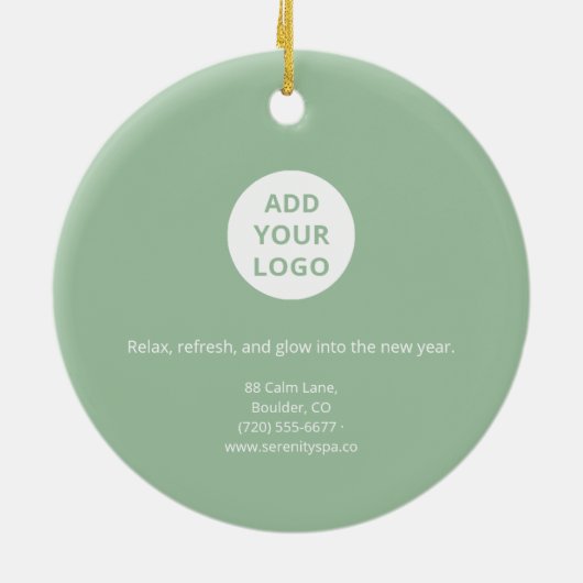 Minimal White & Sage Spa Ornament (Achterkant)