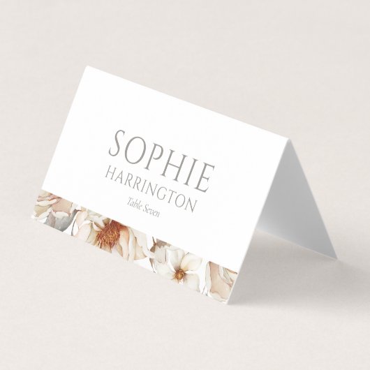 Minimal White Wedding Place Card (Front)