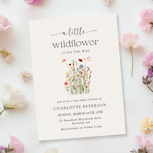 Minimal Wildflower Baby Shower Invitation