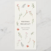 Minimal Wildflower Beige Boho Bloemen Huwelijk Menu (Achterkant)