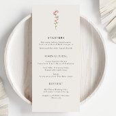 Minimal Wildflower Beige Boho Bloemen Huwelijk Menu