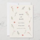Minimal Wildflower Beige Boho Bloemen Huwelijk Save The Date (Voorkant)