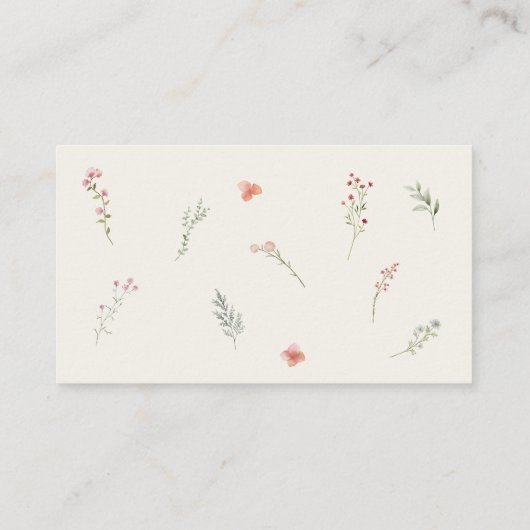 Minimal Wildflower Boho Baby shower Luier Raffle Informatiekaartje (Achterkant)