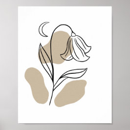 Minimal Wildflower Line Art Boho Poster