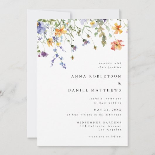Minimal Wildflower QR Code Wedding Invitation (Devant)