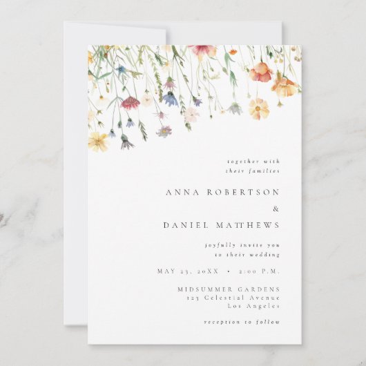 Minimal Wildflower QR Code Wedding Invitation (Devant)