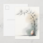 Minimal Zen Spring Bamboo Easter Egg Aankondigingskaart (Voorkant / Achterkant)
