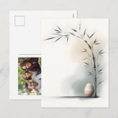 Minimal Zen Spring Bamboo Easter Egg Feestdagenkaart (Voorkant / Achterkant)
