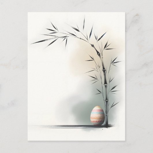 Minimal Zen Spring Bamboo Easter Egg Feestdagenkaart (Voorkant)