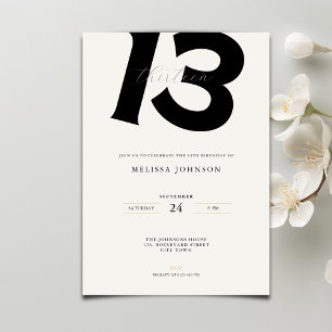 Minimale 13e verjaardagsuitnodiging: Vet typografi Kaart