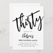 Minimale 30e verjaardag Uitnodigingen | 30e (Voorkant / Achterkant)