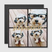 Minimale 4 foto-collage - Zwart - Gouden scripttek (Voorkant / Achterkant)