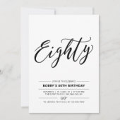 Minimale 80e verjaardag zwart-wit kaart (Voorkant)