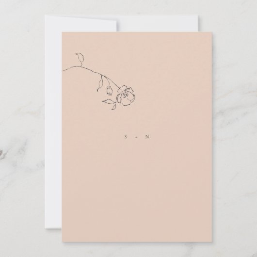 Minimale aangepaste delicate bloem bruiloft uitnod aankondiging (Achterkant)