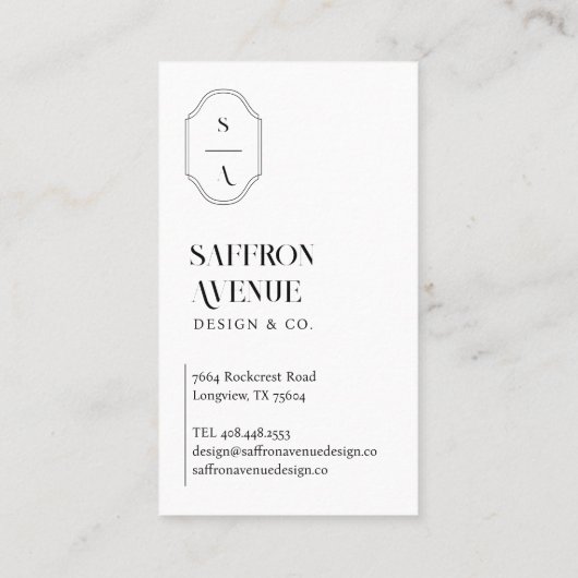 Minimale aangepaste Elegant Monogram Crest Custom  Visitekaartje (Achterkant)