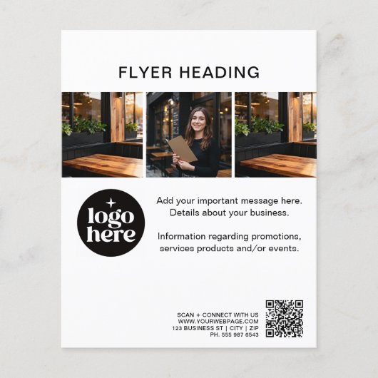 Minimale aangepaste foto logo QR-code restaurant Flyer (Voorkant)