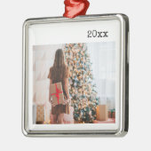 Minimale aangepaste foto met jaar metalen ornament (Links)