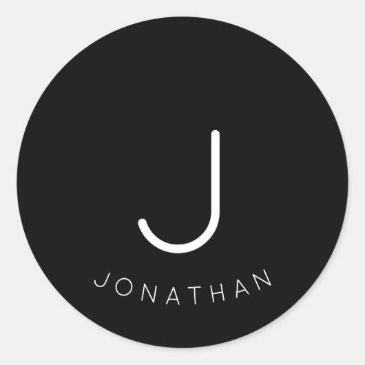 Minimale aangepaste monogram Initiaal en naam Ronde Sticker (Voorkant)