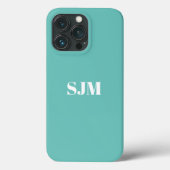 Minimale aangepaste monogram naam licht blauwgroen Case-Mate iPhone case (Achterkant)