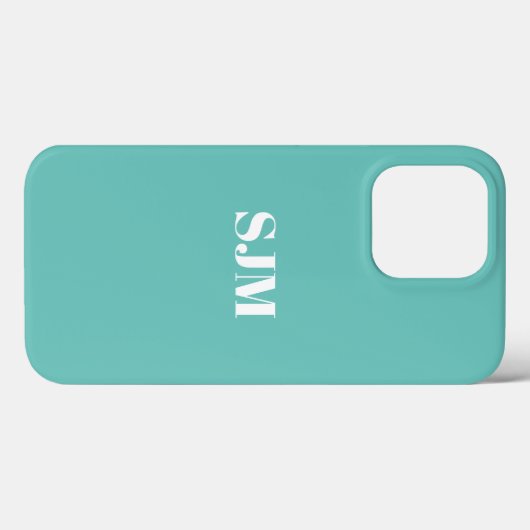 Minimale aangepaste monogram naam licht blauwgroen Case-Mate iPhone case (Achterkant (horizontaal))
