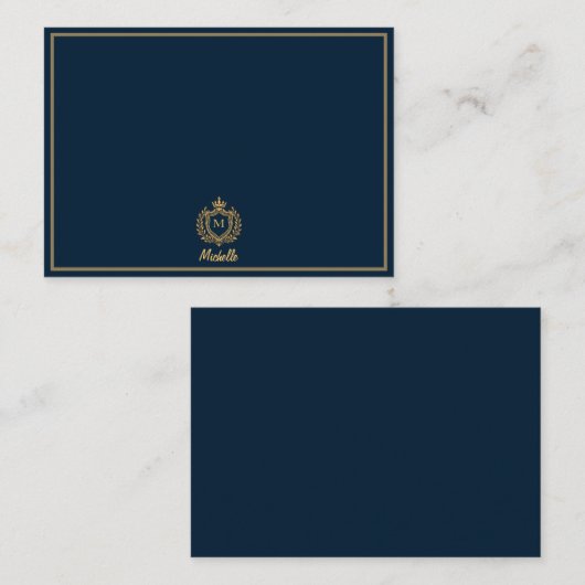 Minimale Aangepaste Monogram Naam Royal Crest Embl Notitiekaartje (Voorkant / Achterkant)