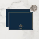 Minimale Aangepaste Monogram Naam Royal Crest Embl Notitiekaartje (Voorkant / Achterkant in situ)