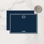 Minimale Aangepaste Monogram Naam Royal Crest Embl Notitiekaartje (Voorkant / Achterkant in situ)