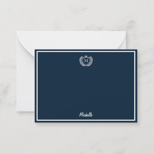 Minimale Aangepaste Monogram Naam Royal Crest Embl Notitiekaartje (Voorkant)