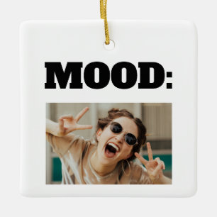 Minimale aangepaste MOOD Funny Add Photo Keramisch Ornament
