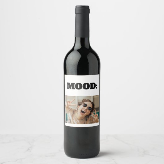 Minimale aangepaste MOOD Funny Add Photo Wijn Etiket (Voorkant)