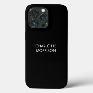 Minimale aangepaste naam tekst monogram zwart iPhone 13 pro hoesje