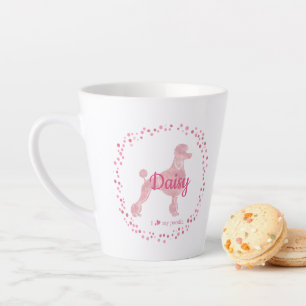 Minimale aangepaste pastelroze poedel silhouet latte mok